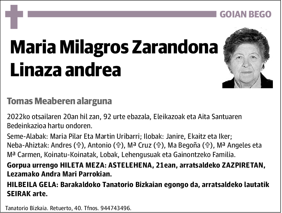 Maria Milagros Zarandona Linaza