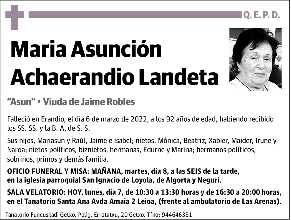 María Asunción Achaerandio Landeta