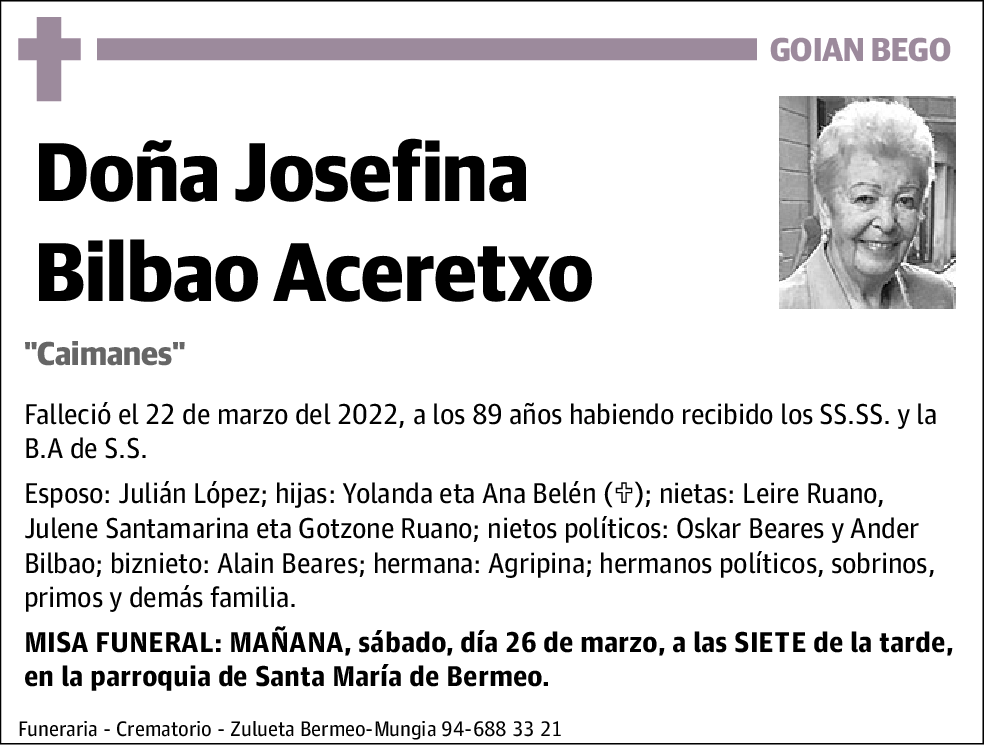 Josefina Bilbao Aceretxo