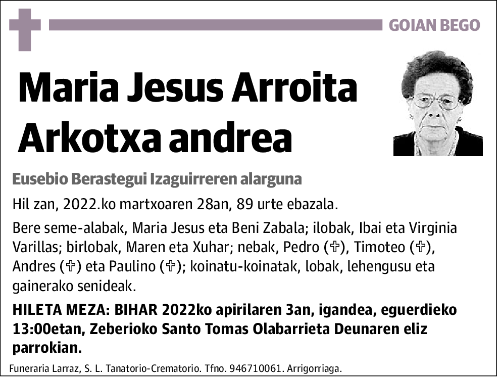 Maria Jesus Arroita Arkotxa