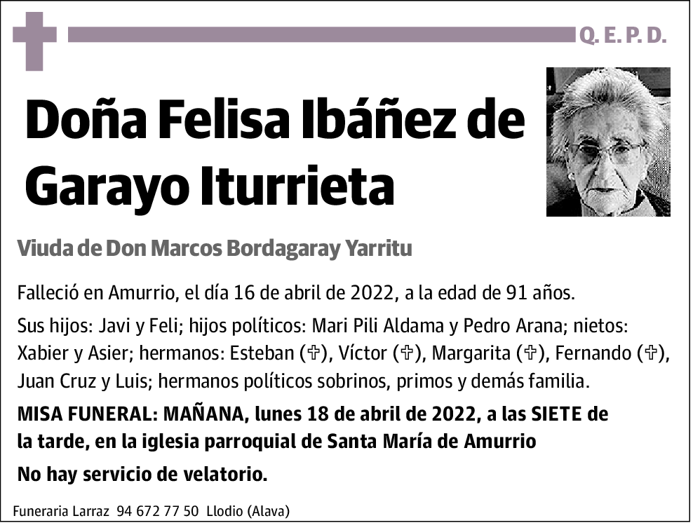 Felisa Ibáñez de Garayo Iturrieta