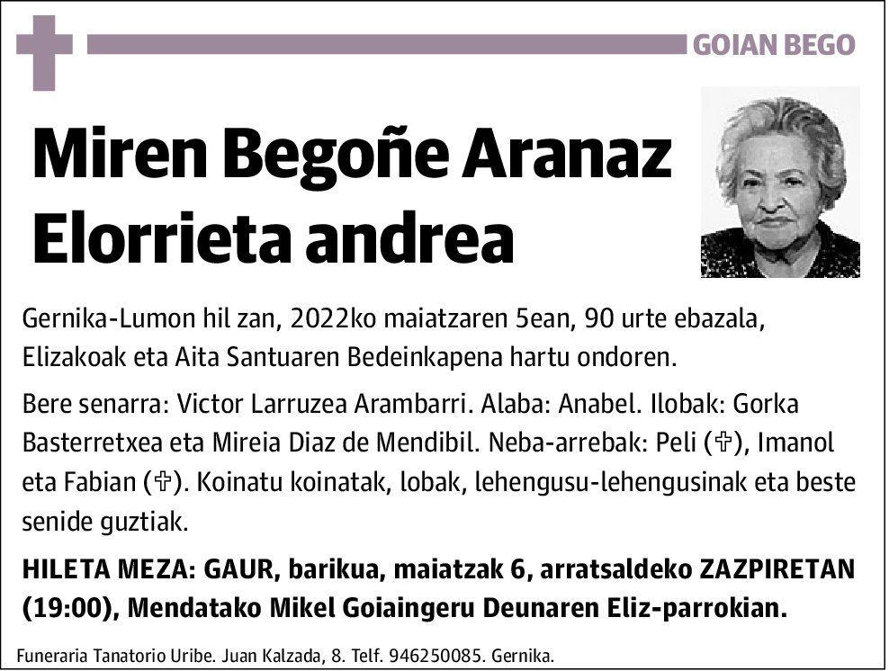 Miren Begoñe Aranaz Elorrieta