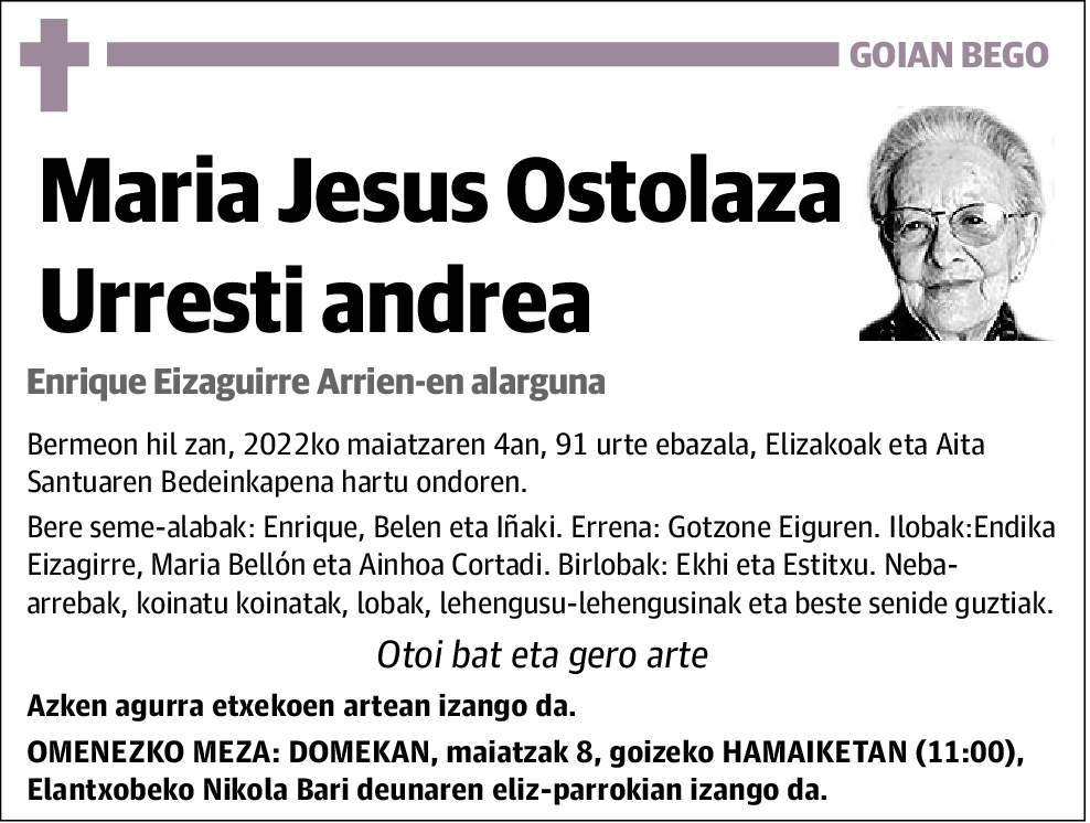 Maria Jesus Ostolaza Urresti