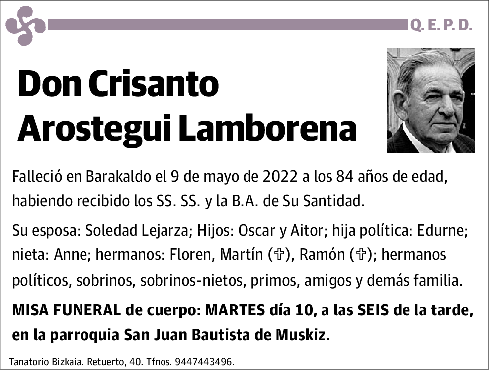 Crisanto Arostegui Lamborena