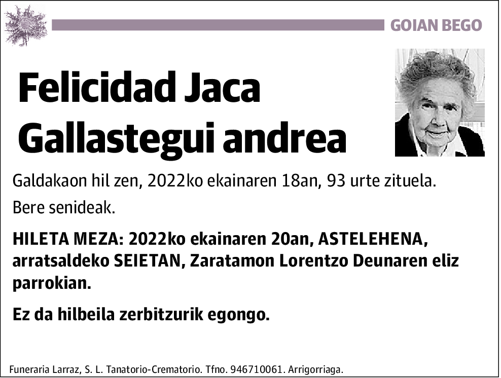 Felicidad Jaca Gallastegui