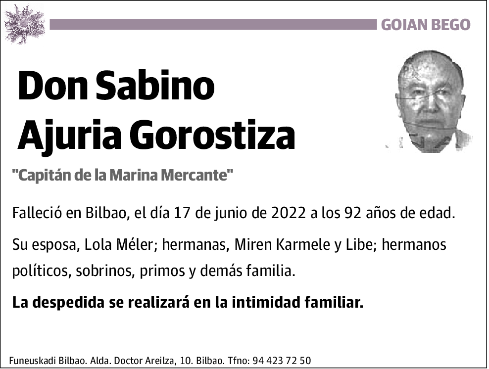 Sabino Francisco Ajuria Gorostiza