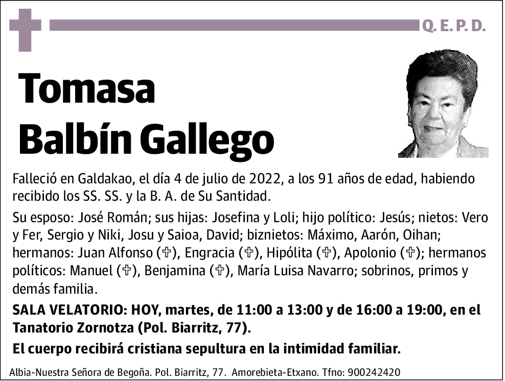 Tomasa Balbín Gallego