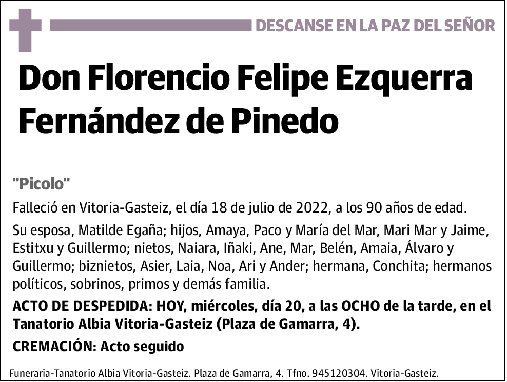 Florencio Felipe Ezquerra Fernández de Pinedo