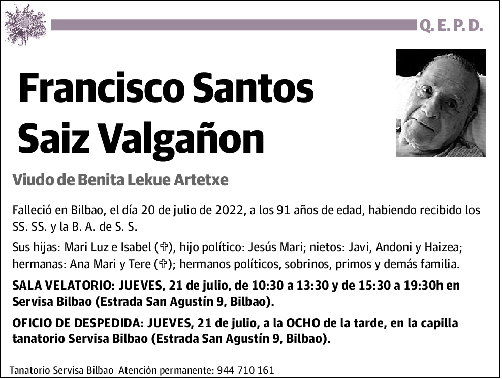 Francisco Santos Saiz Valgañon