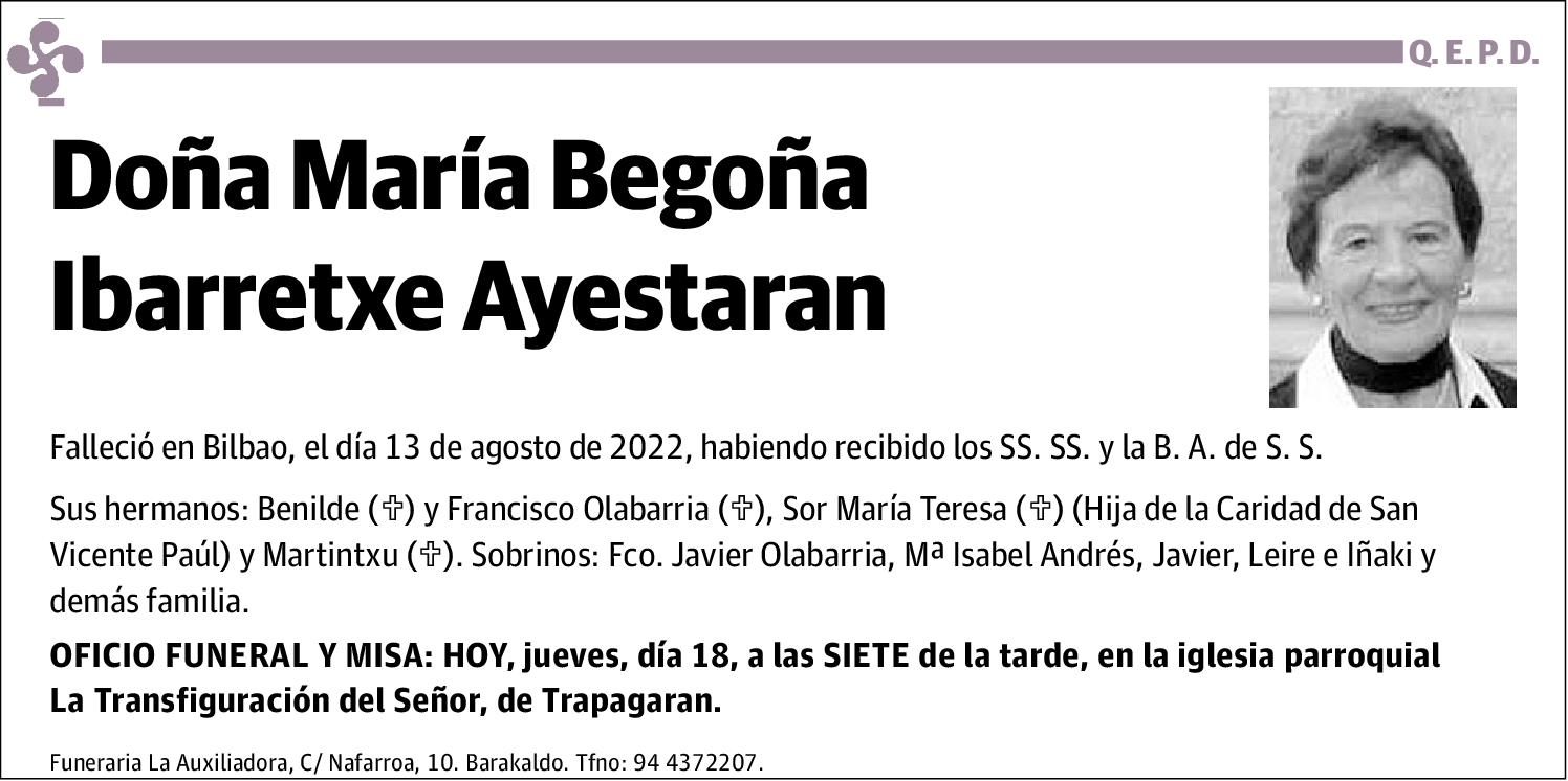 María Begoña Ibarretxe Ayestaran