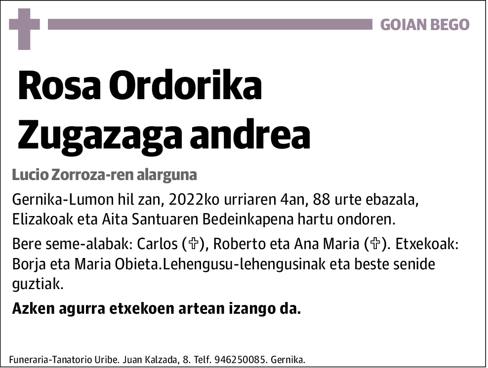 Rosa Ordorika Zugazaga