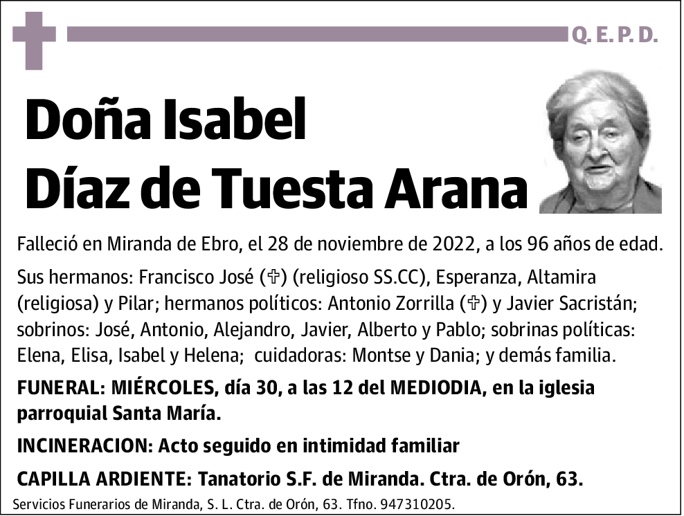 Isabel diaz de Tuesta Arana