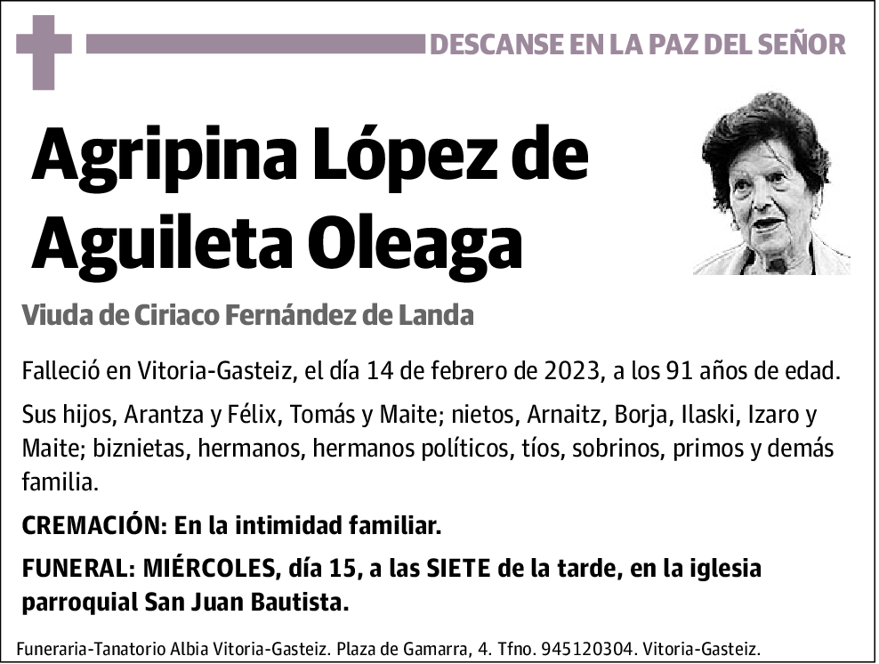 Agripina López de Aguileta Oleaga