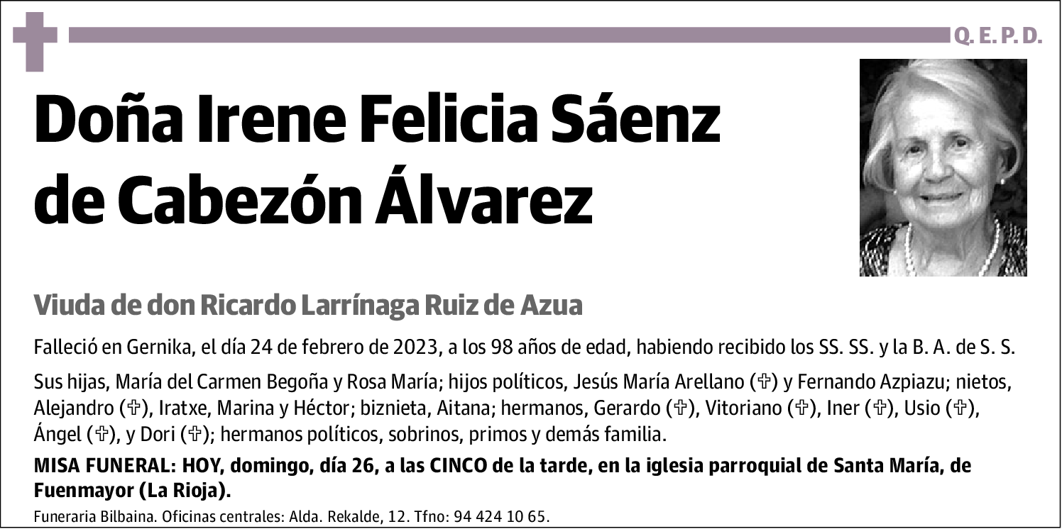 Irene Felicia Sáenz de Cabezón Álvarez