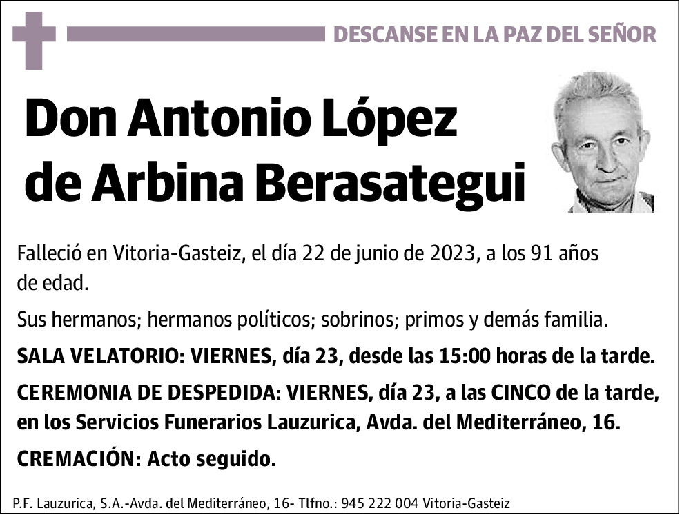 Antonio Lopez de Arbina Berasategui