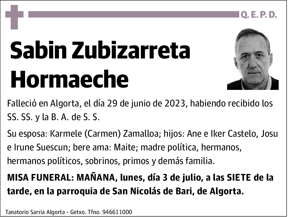 Sabin Zubizarreta Hormaeche