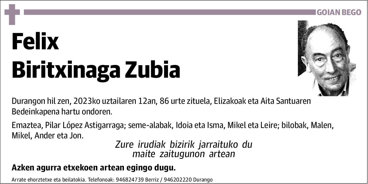 Felix Biritxinaga Zubia