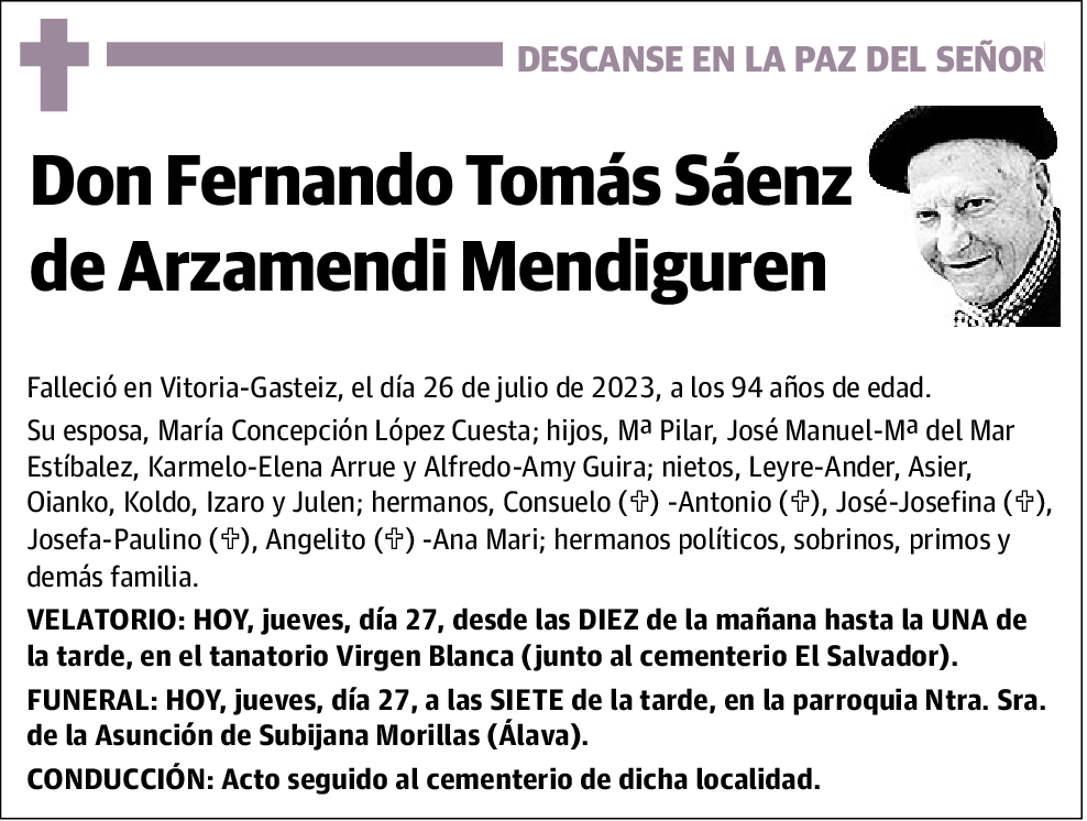 Fernando Tomás Sáenz De Arzamendi Mendiguren