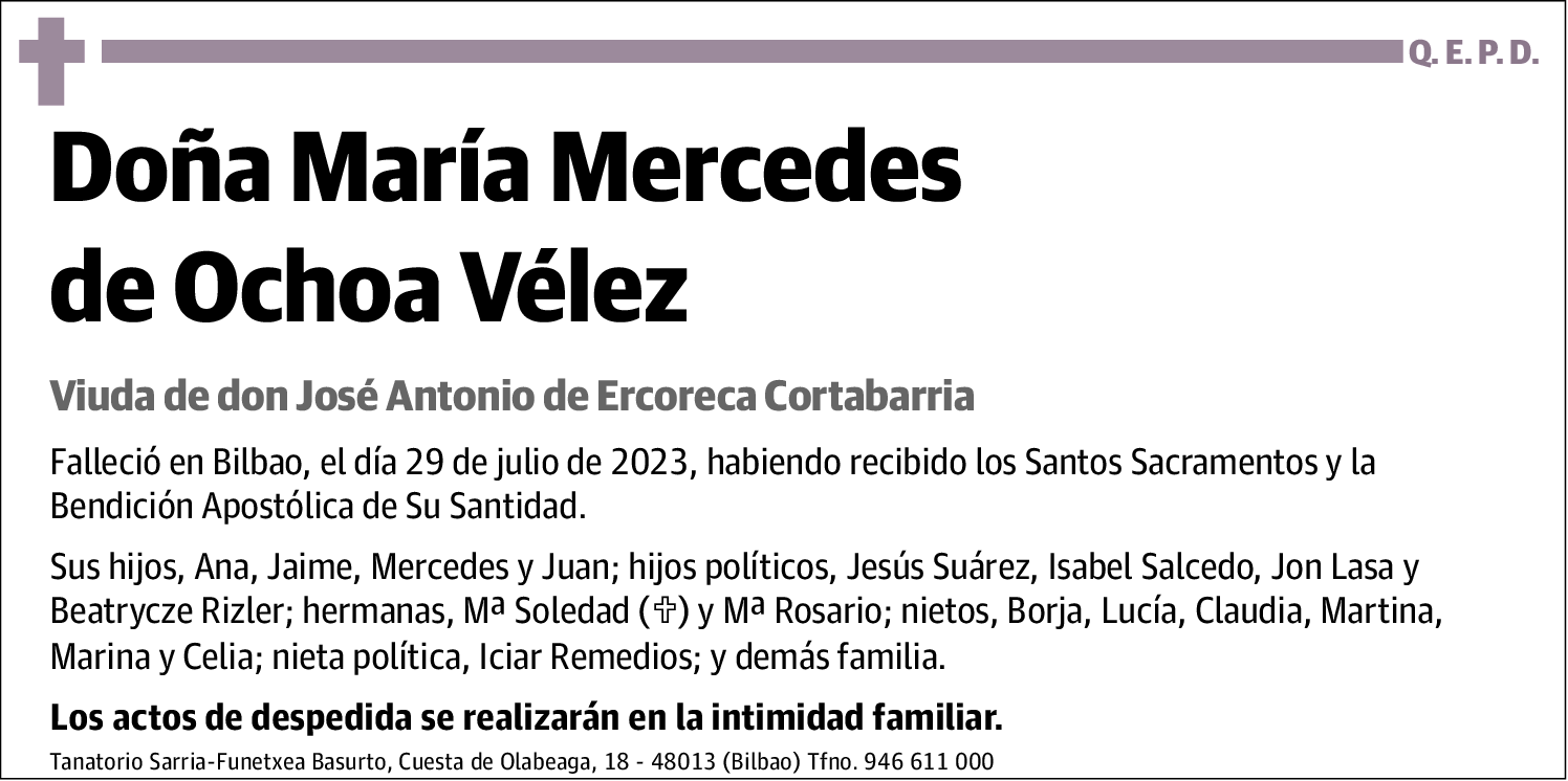 María Mercedes De Ochoa Velez