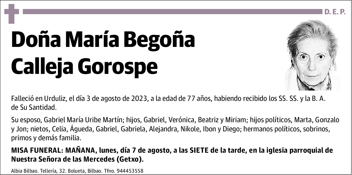 María Begoña Calleja Gorospe