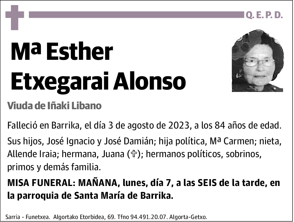 Mª Esther Etxegarai Alonso