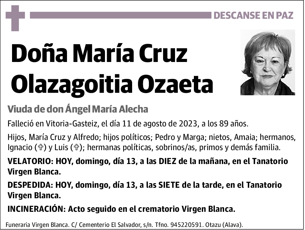 María Cruz Olazagoitia Ozaeta