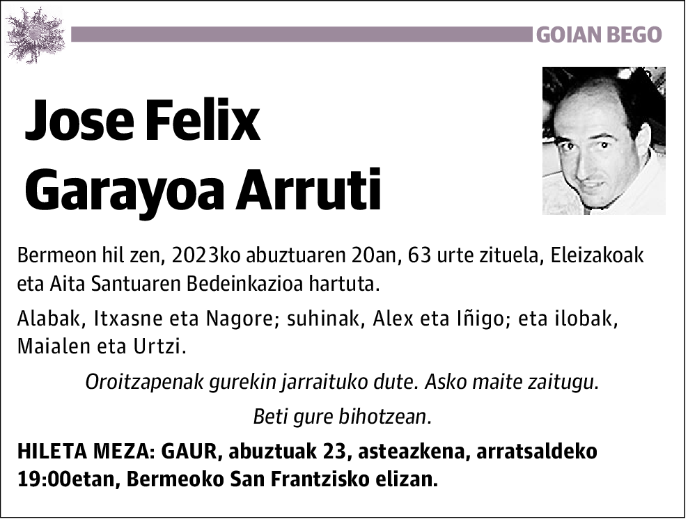 Jose Felix Garayoa Arruti