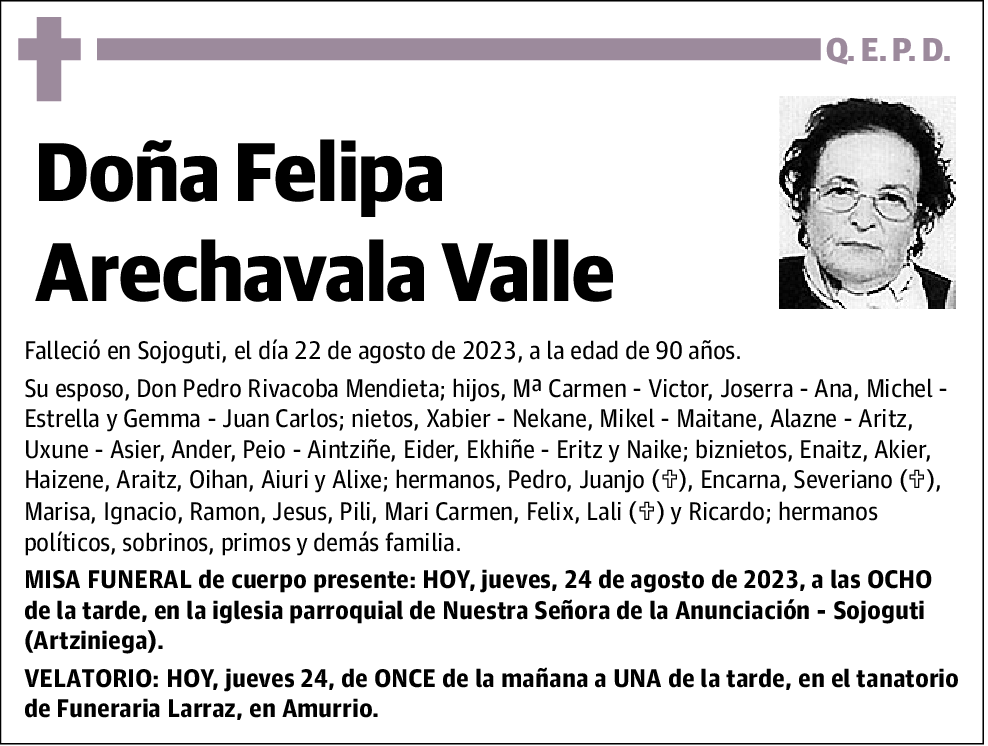 Felipa Arechavala Valle