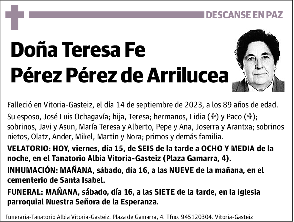 Teresa Fe Pérez Pérez De Arrilucea