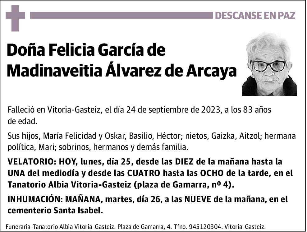 Felicia García de Madinaveitia Álvarez de Arcaya