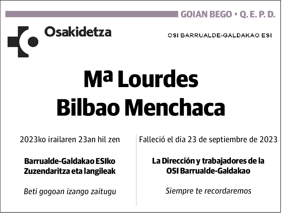 Mª Lourdes Bilbao Menchaca