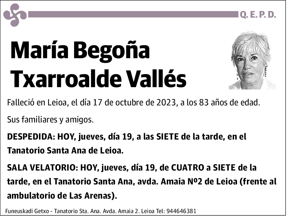 Mariá Begoña Txarroalde Vallés