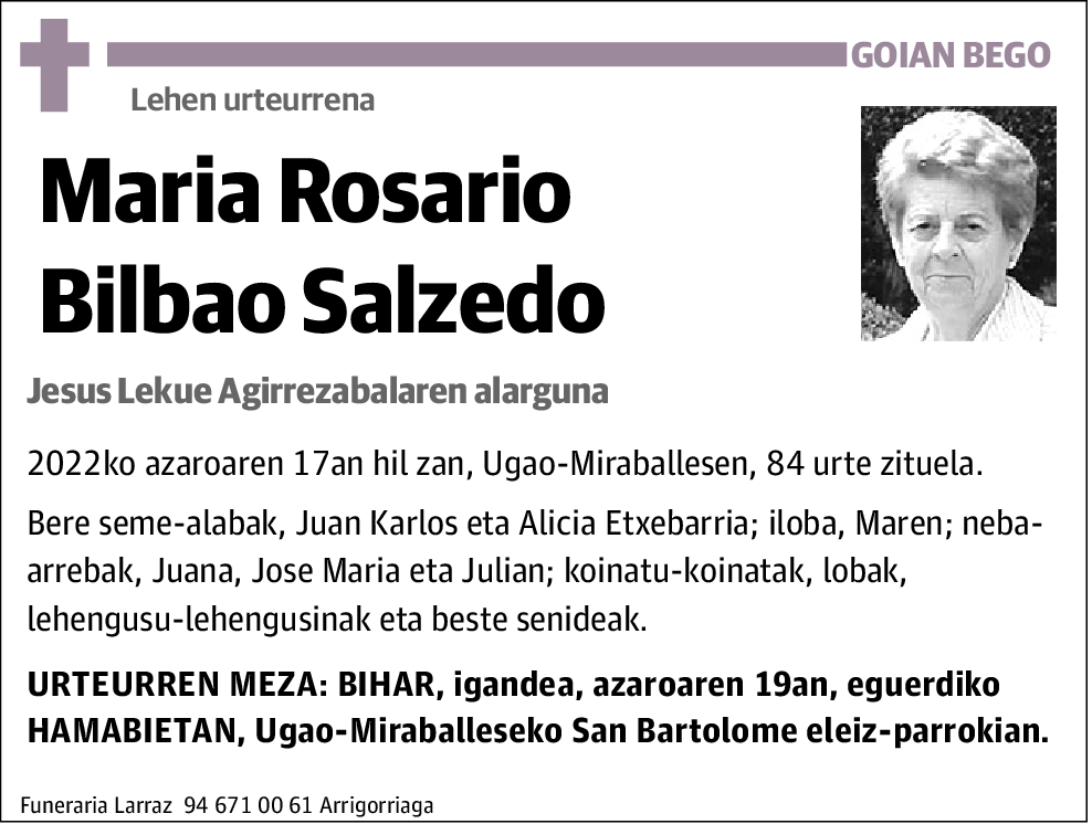 Maria Rosario Bilbao Salzedo