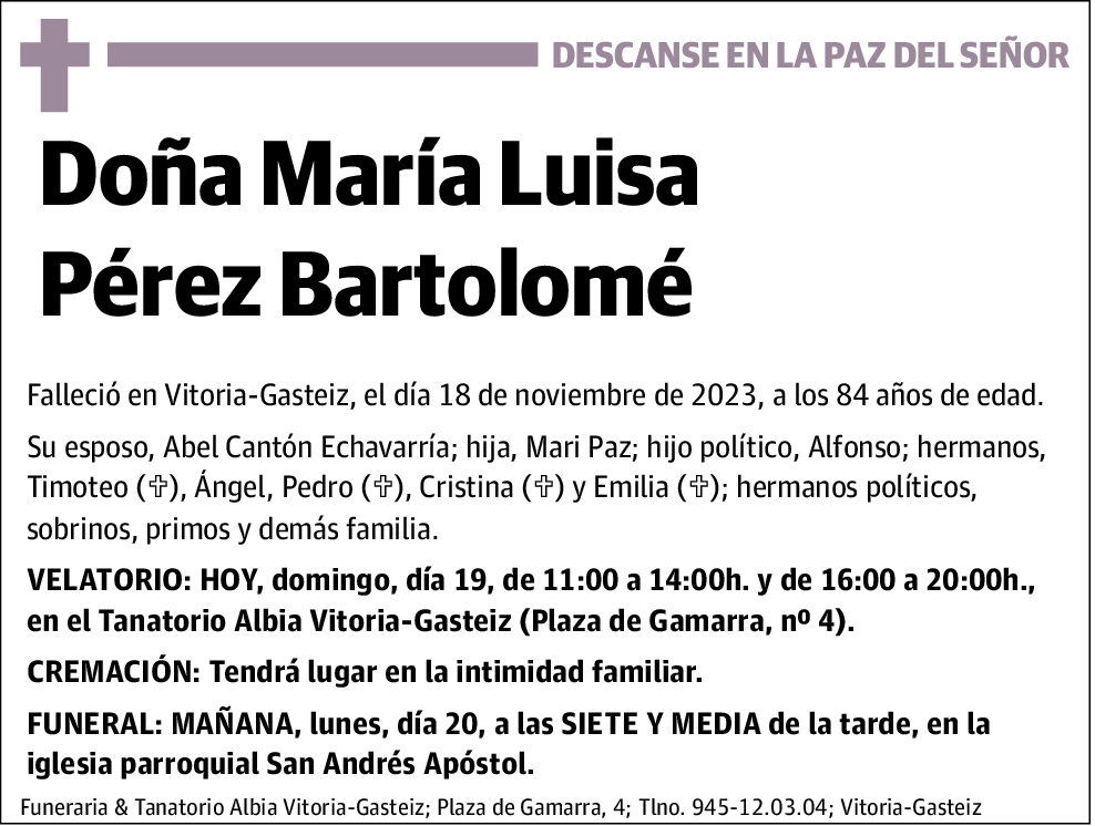 María Luisa Pérez Bartolomé