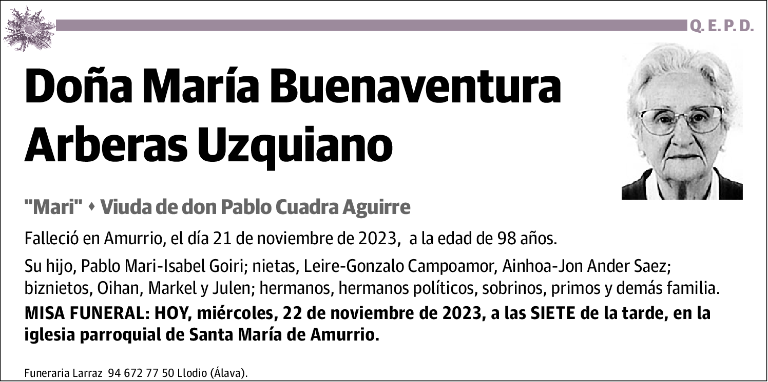 María Buenaventura Arberas Uzquiano
