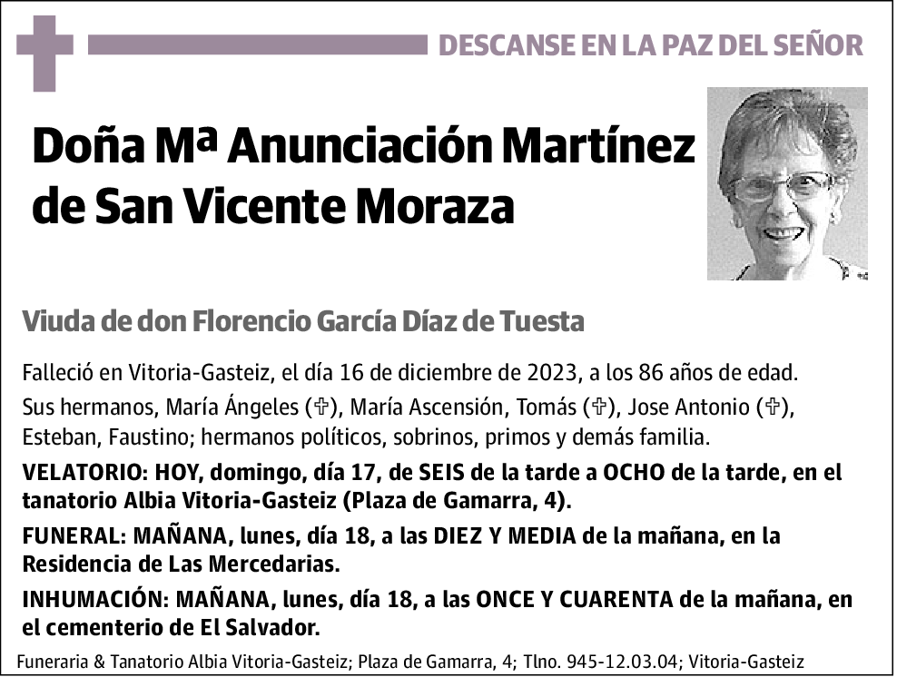 Mª Anunciación Martínez de San Vicente Moraza