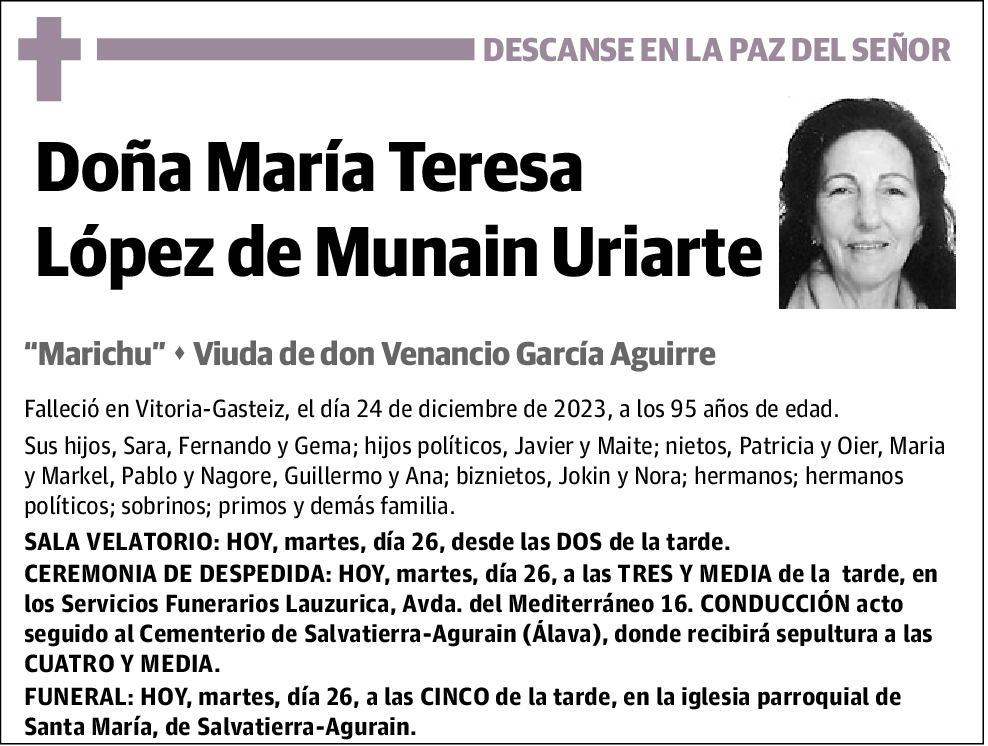 María Teresa López de Munain Uriarte