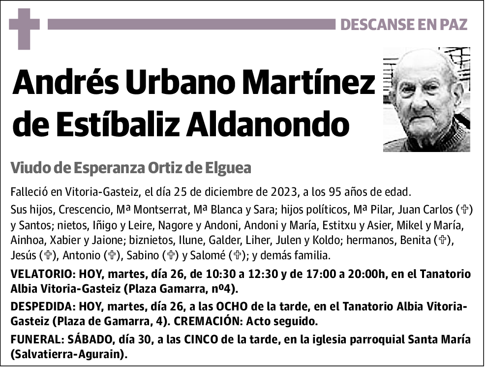 Andrés Urbano Martínez de Estíbaliz Aldaondo
