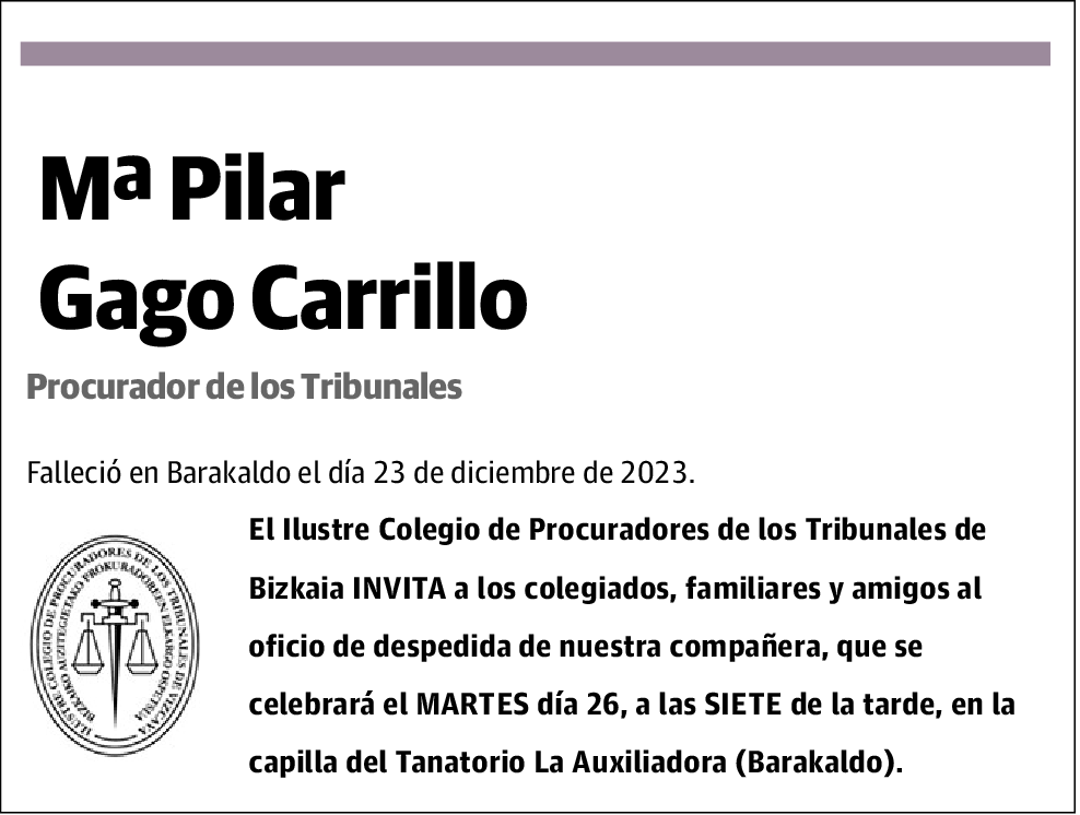 Mª Pilar Gago Carrillo