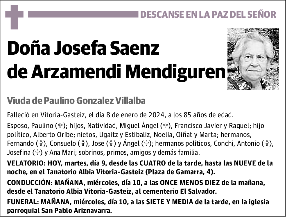 Josefa Saenz de Arzamendi Mendiguren