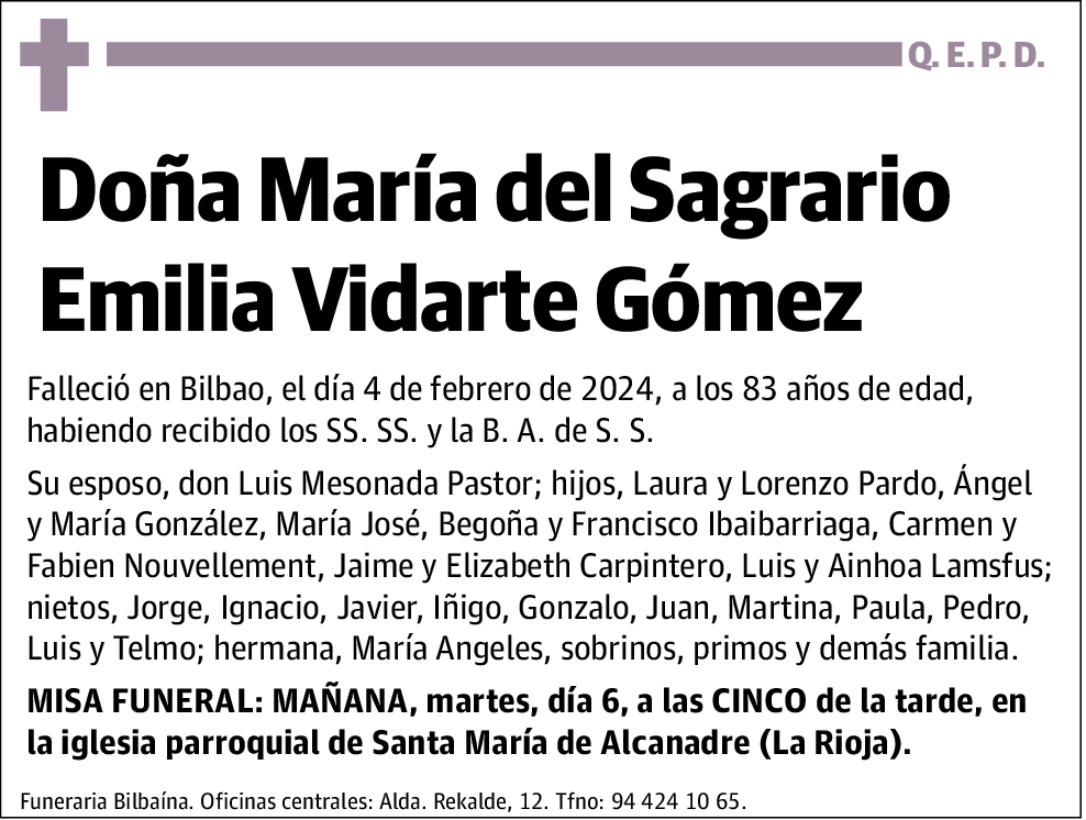 María del Sagrario Emilia Vidarte Gómez