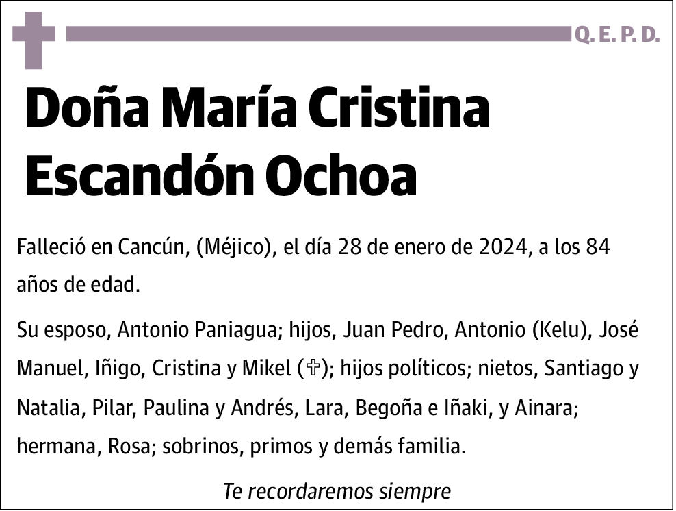 María Cristina Escandón Ochoa