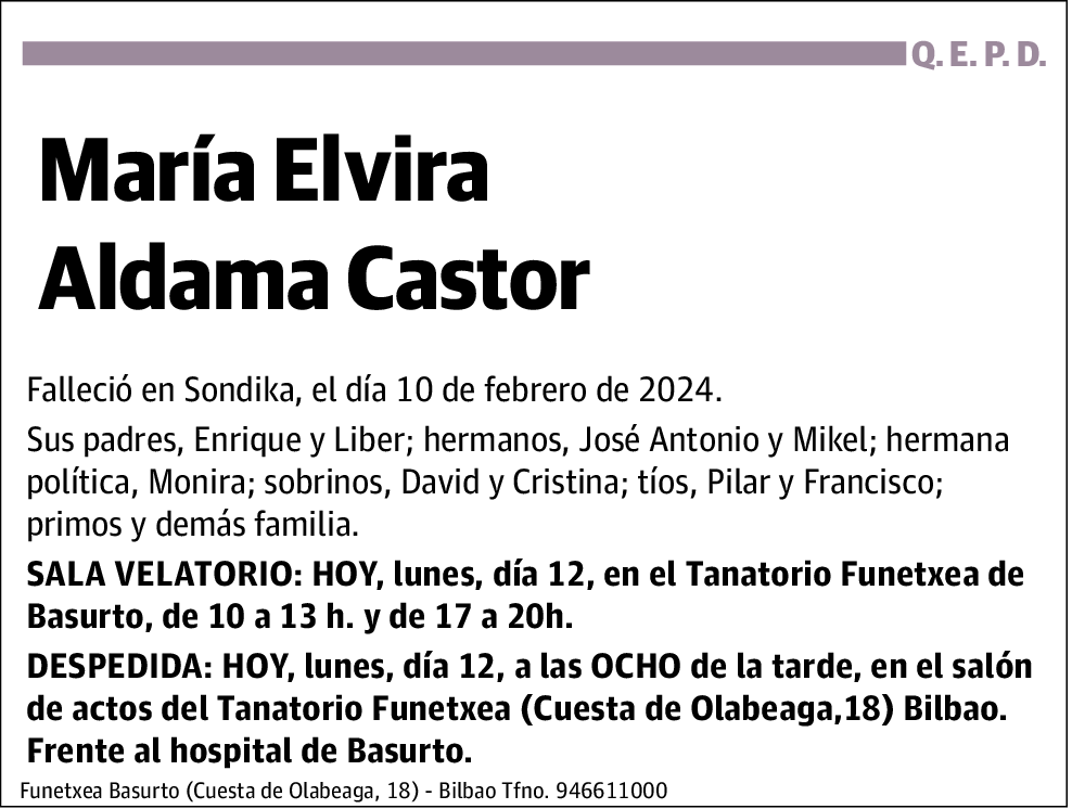 María Elvira Aldama Castor