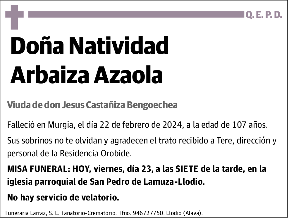 Natividad Arbaiza Azaola