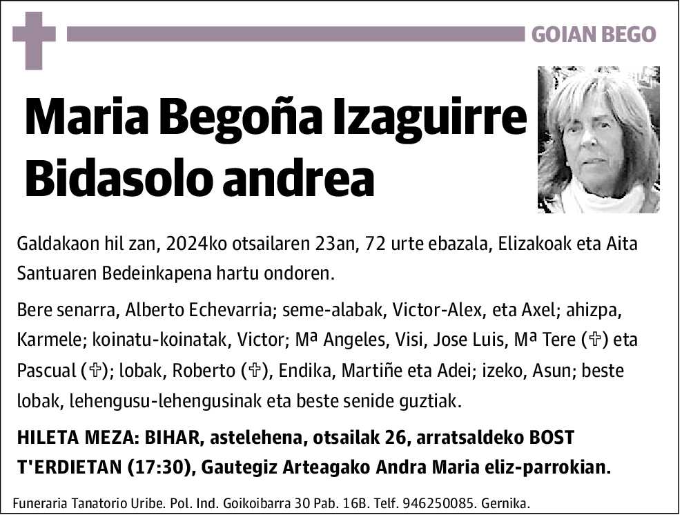 María Begoña Izaguirre Bidasolo