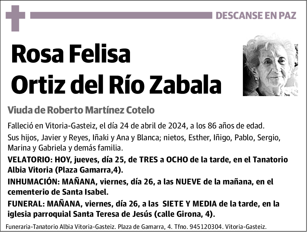 Rosa Felisa Ortiz del Rio Zabala