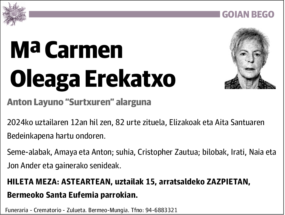Mªcarmen Oleaga Erekatxo
