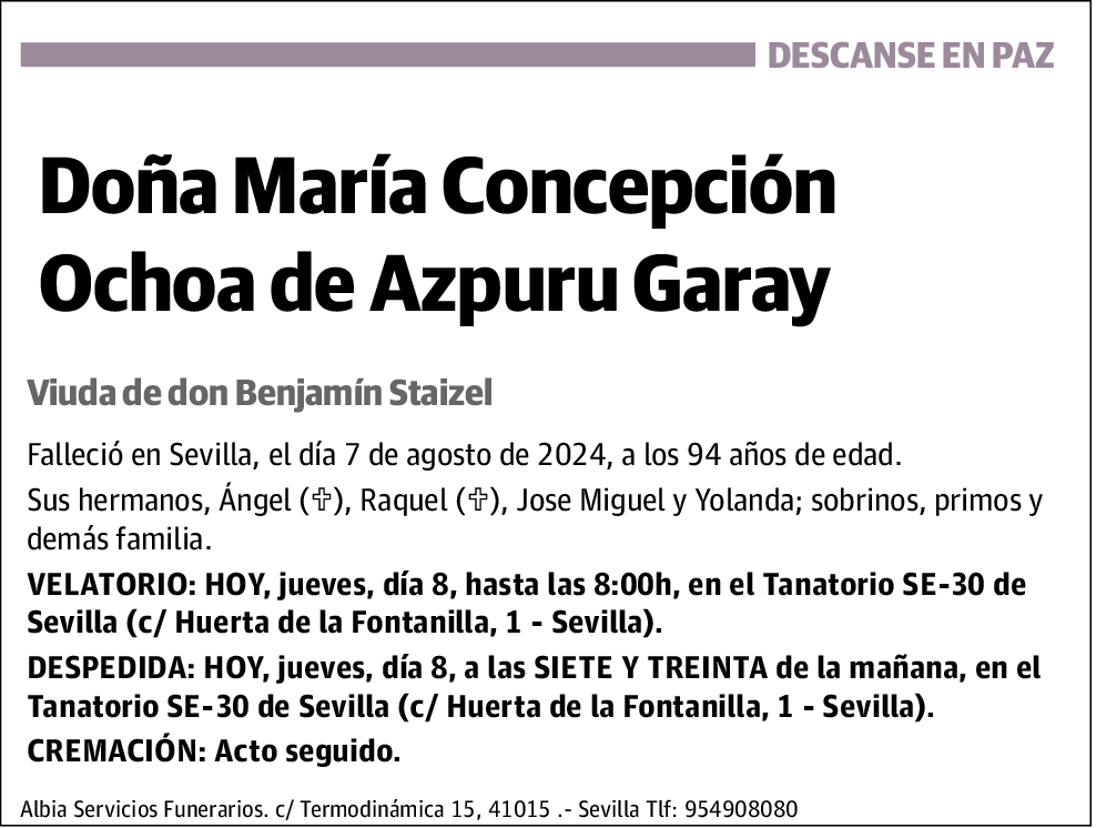 María Concepción Ochoa de Azpuru Garay