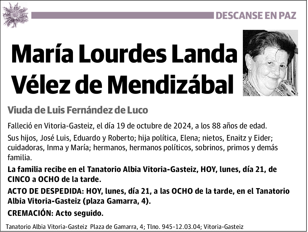 María Lourdes Landa Vélez de Mendizabal