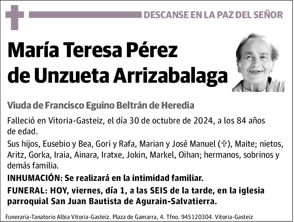 María Teresa Pérez de Unzueta Arrizabalaga